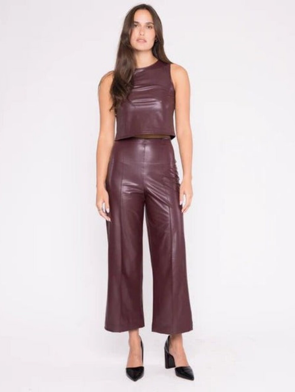 NWT RIPLEY RADER Vegan Leather Cropped Straight Leg Pant 2 NEW